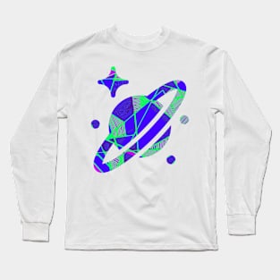 Space planet geometric blue Long Sleeve T-Shirt